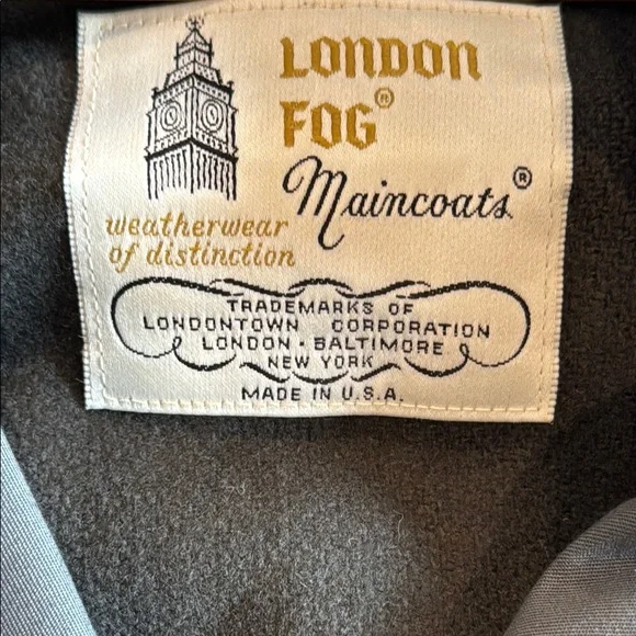 London Fog by Greenwood Charcoal Classic Wool Lined Trench Coat Size 42 Reg.